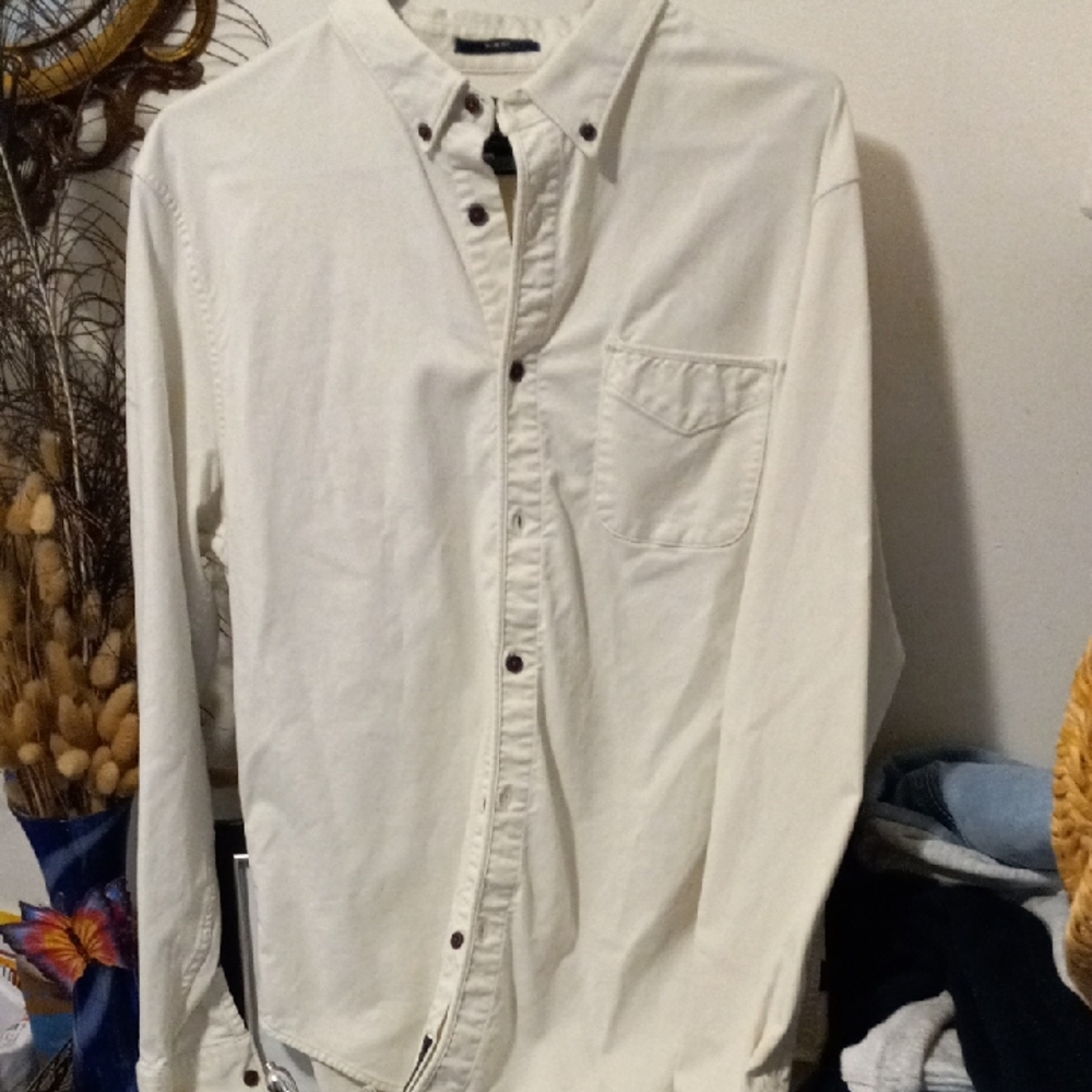 Lucky Brand Men's Off-White Casual Button-Down Shirt